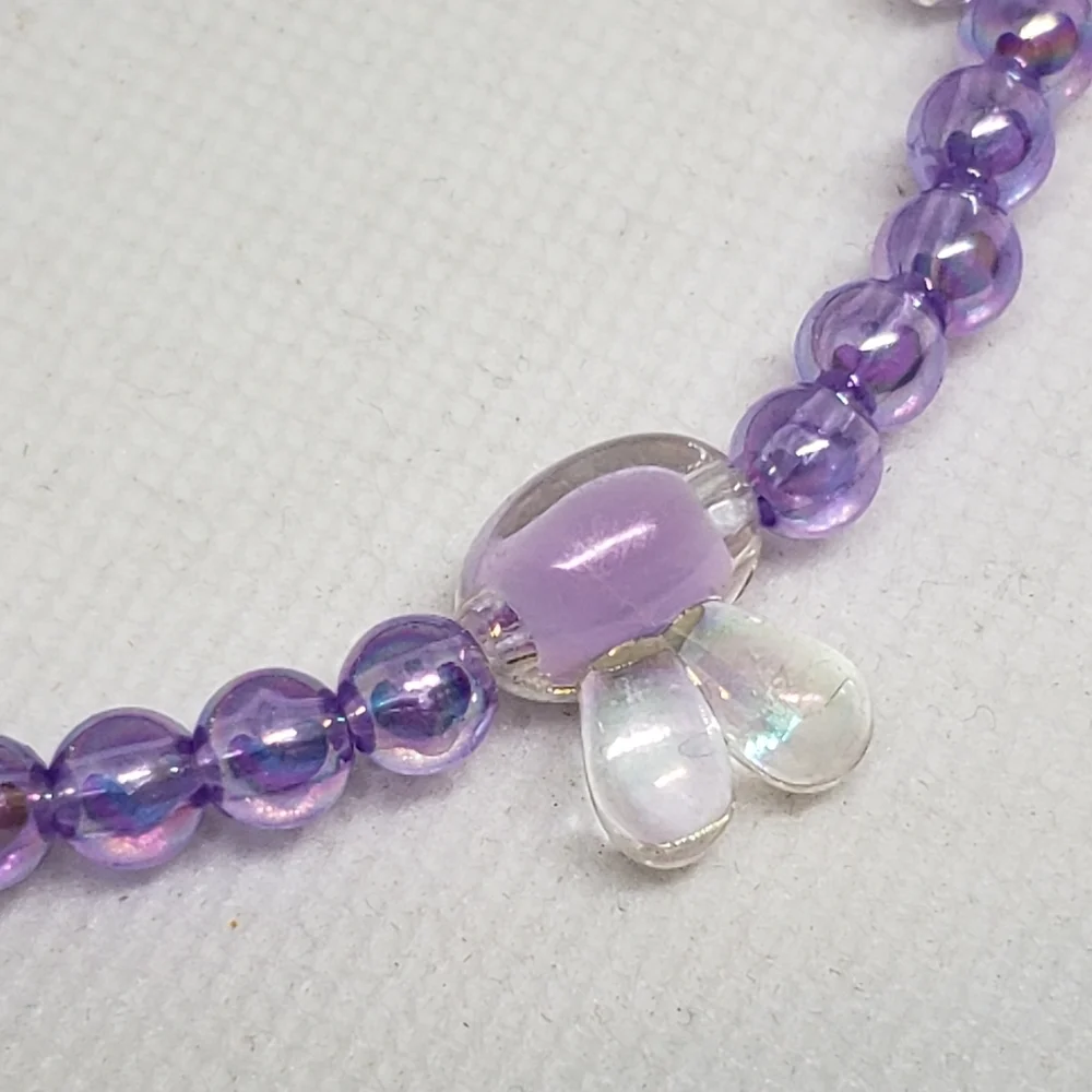 Handmade beaded purple kawaii bunny bracelet